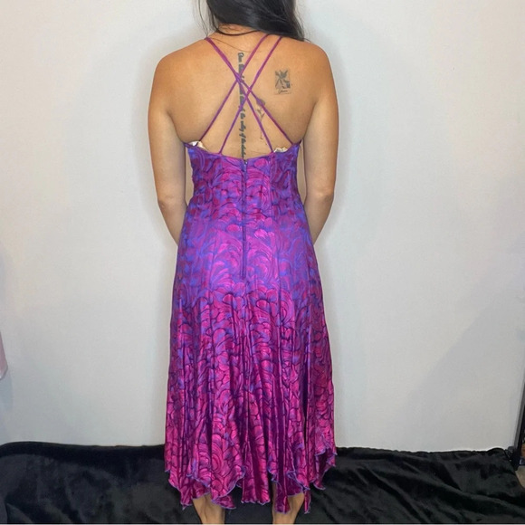 đ Vintage Womenâs Purple & Pink OmbrĂŠ Dress â Size 9/10 - Picture 5 of 15